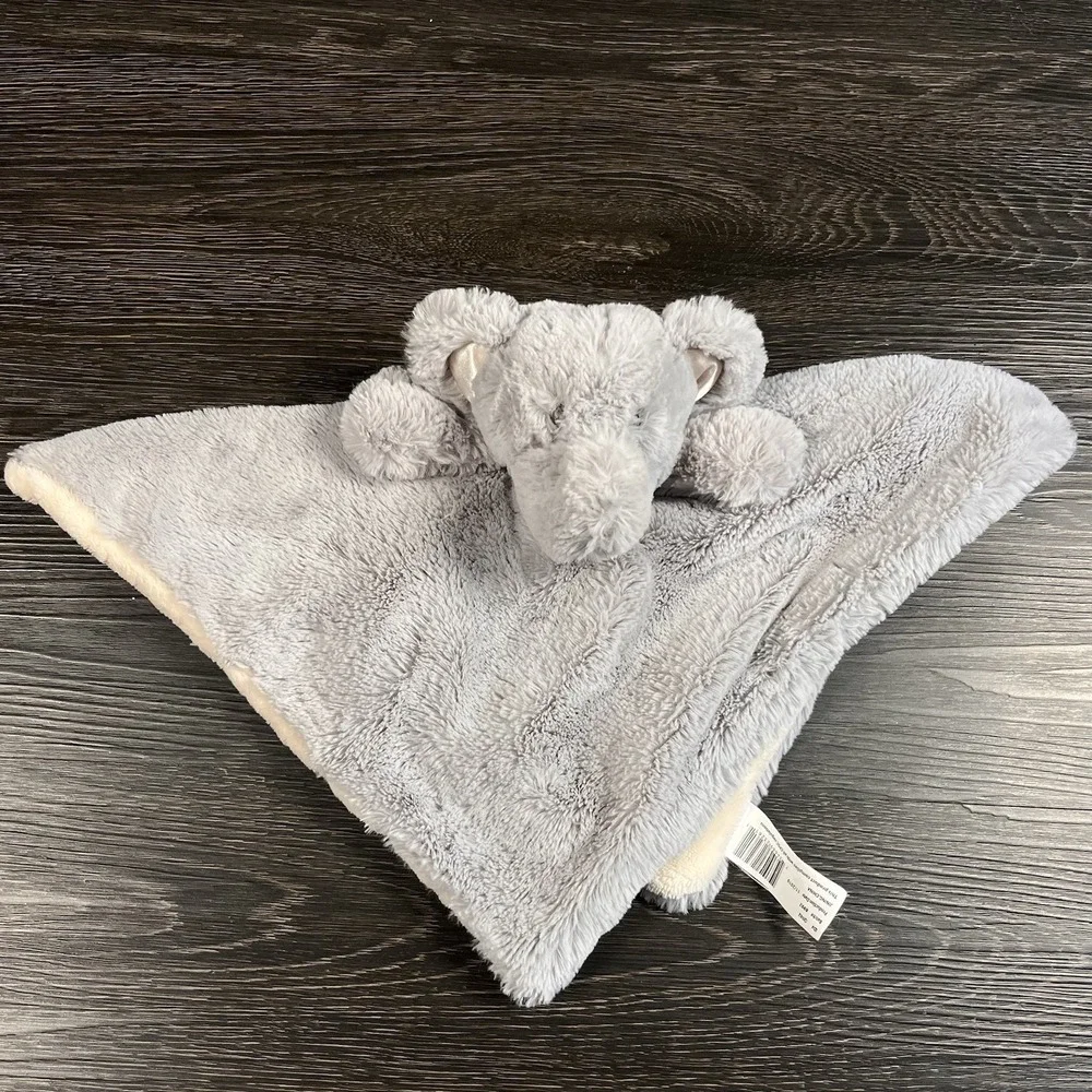 Kellytoy Baby Elephant Lovey Blanket Rattle Gray Plush Minky Soft Cuddle Friend